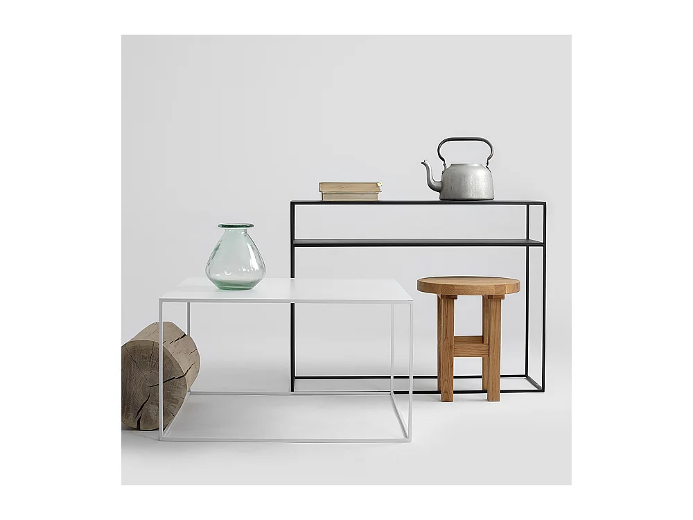 Tavolino da caffè 0,8x0,8x0,45 m bianco tensio metallo 80