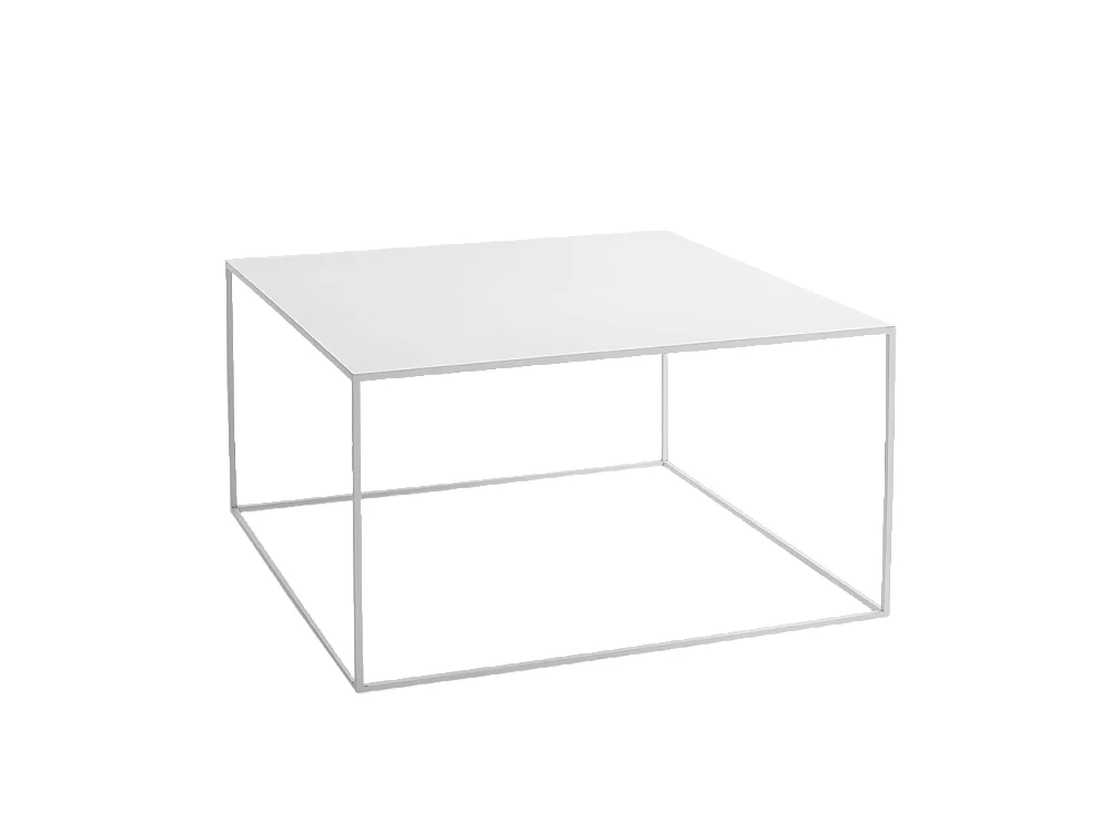 Table basse 0,8x0,8x0,45 m blanche tensio métal 80