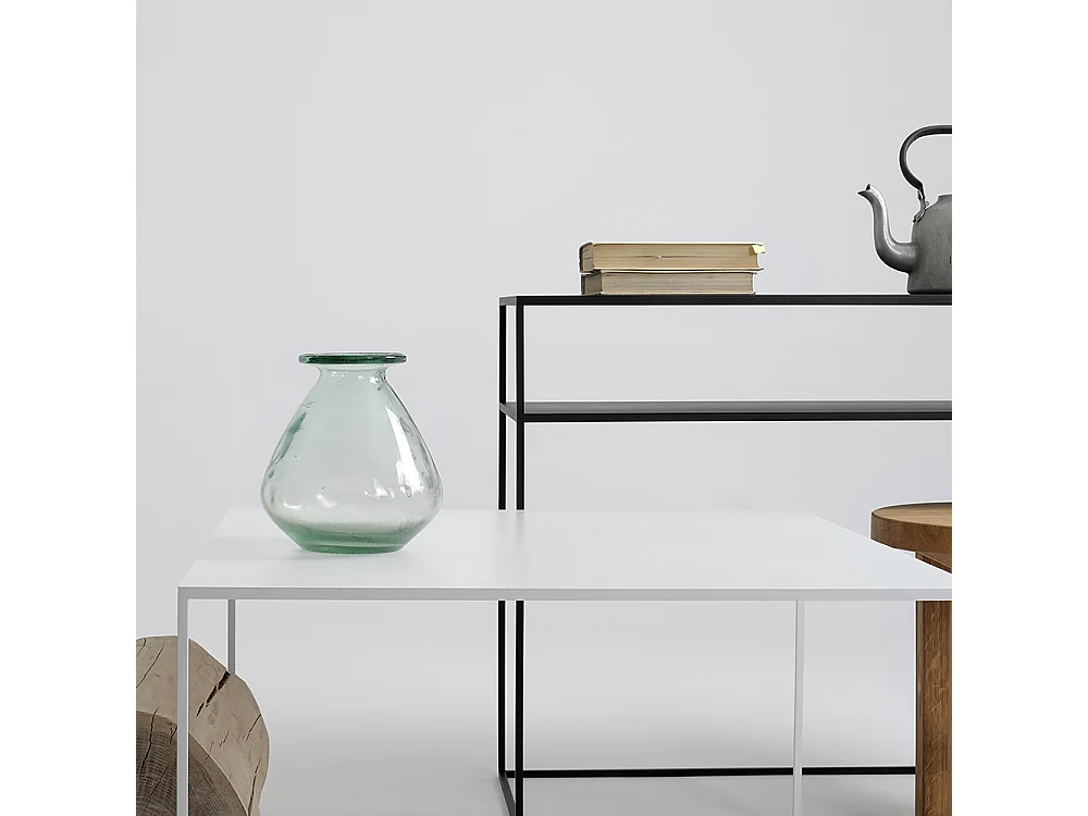 Table basse 0,8x0,8x0,45 m blanche tensio métal 80