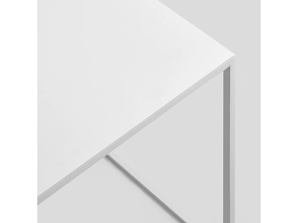 Table basse 0,8x0,8x0,45 m blanche tensio métal 80