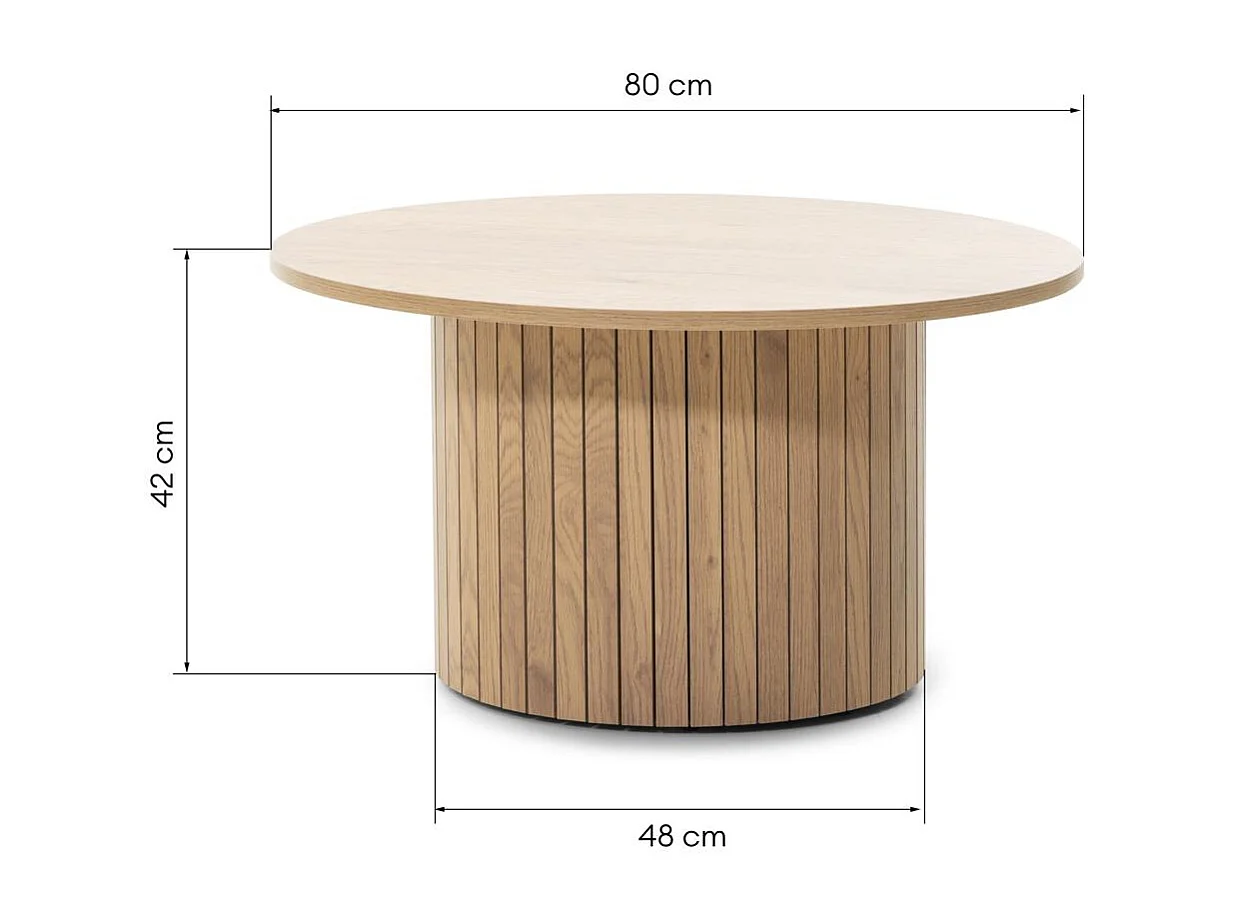 Table basse 80x80x42 cm Chêne Unanime