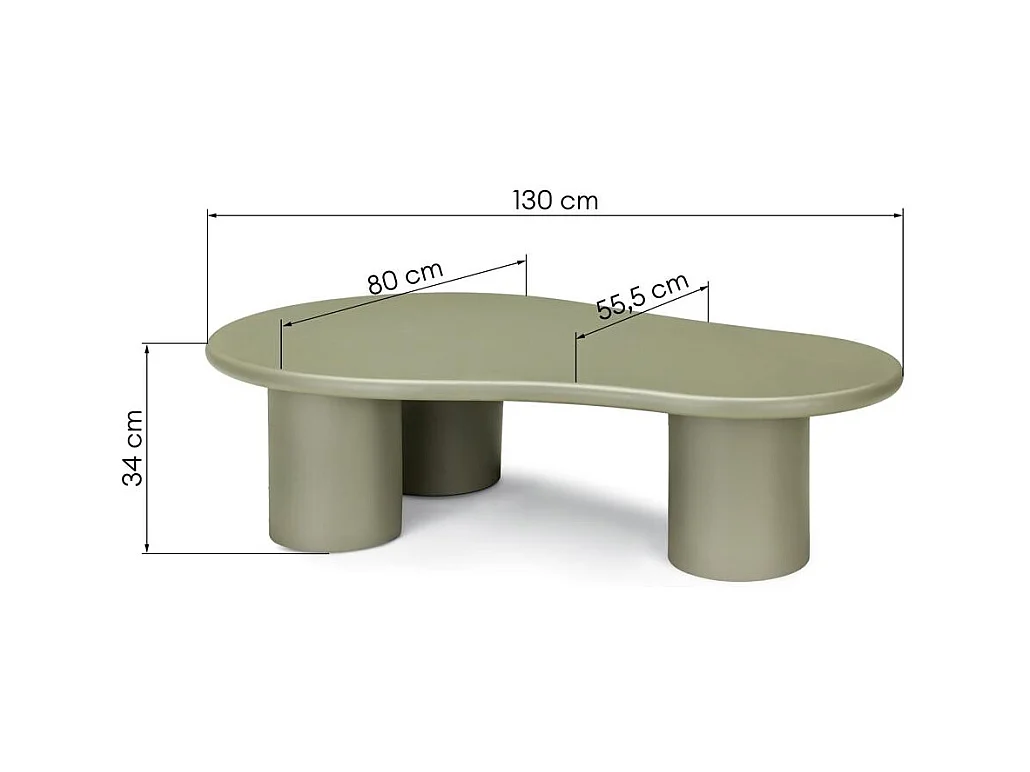 Couchtisch 130x80x34 cm Olive NUBE