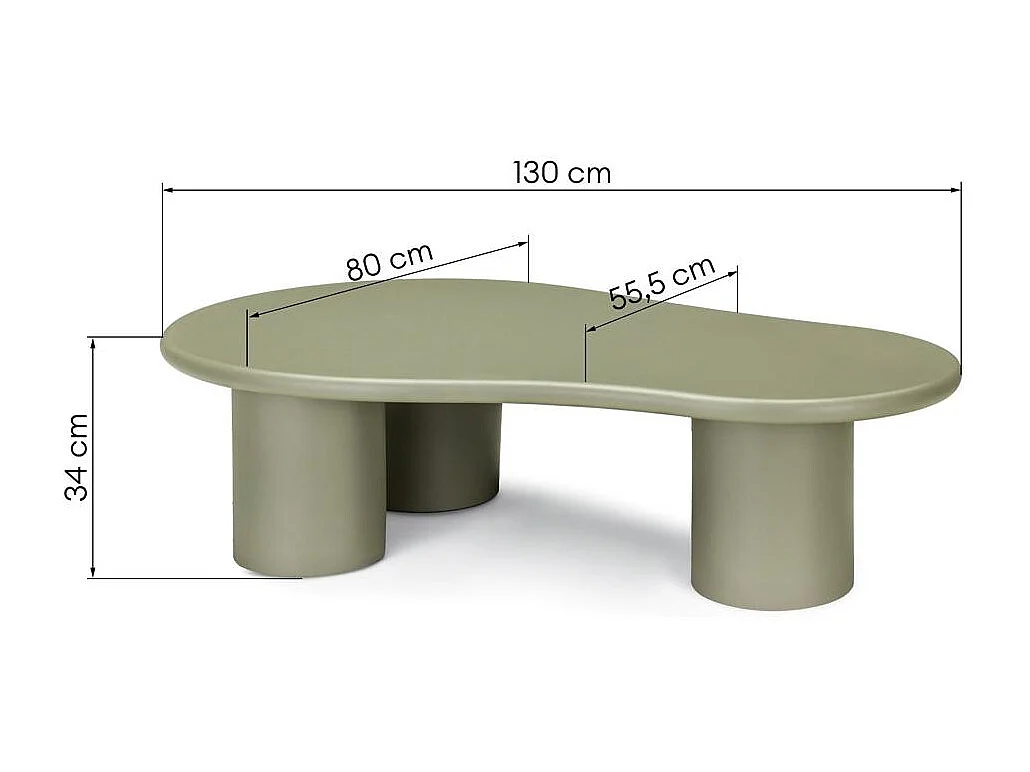 Table basse 130x80x34 cm olive NUBE