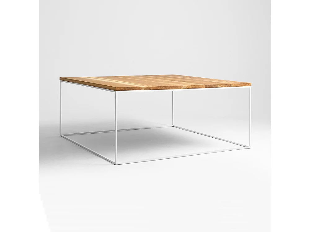 Table basse 100x100x45 cm blanche Tensio Bois