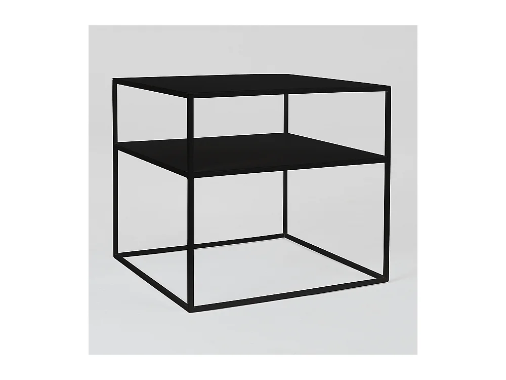 Table basse 0,5x0,5x0,45 m noire tensio 2 étages métal 50