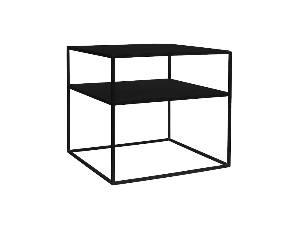 Table basse 0,5x0,5x0,45 m noire tensio 2 étages métal 50