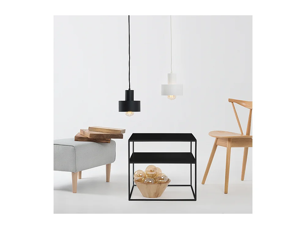 Table basse 0,5x0,5x0,45 m noire tensio 2 étages métal 50