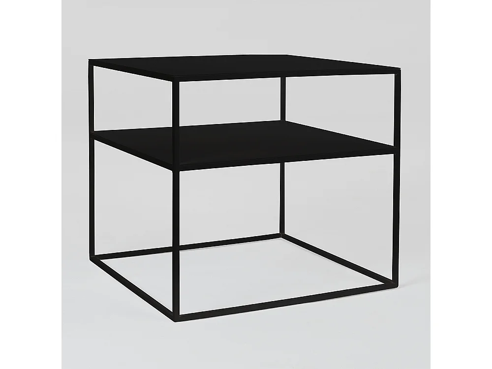 Table basse 0,5x0,5x0,45 m noire tensio 2 étages métal 50