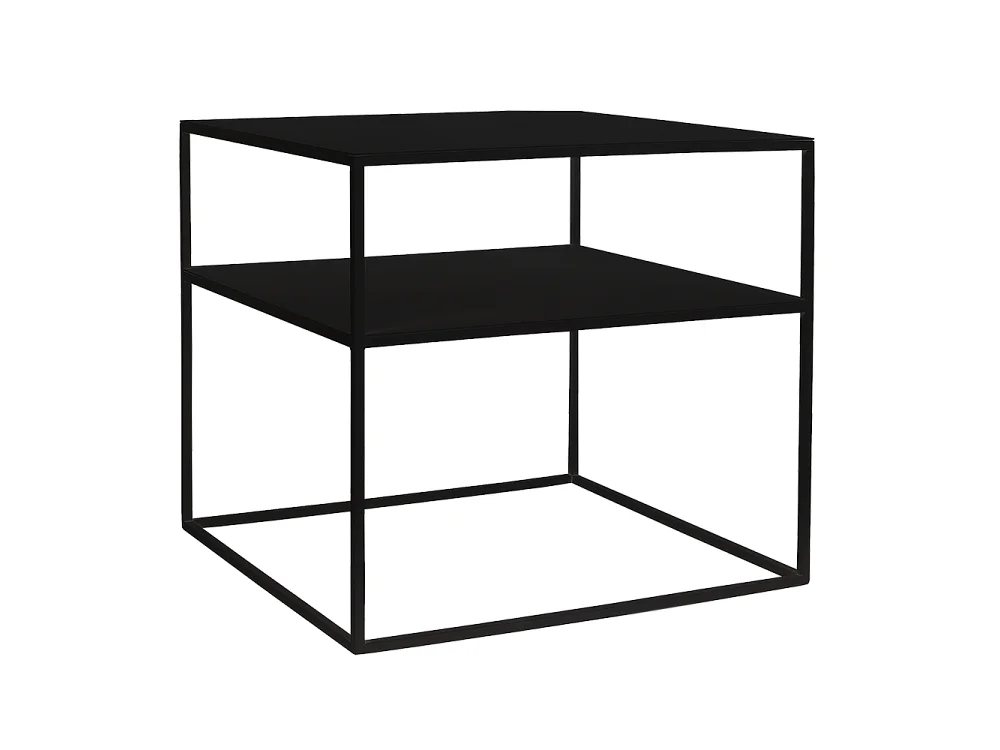 Table basse 0,5x0,5x0,45 m noire tensio 2 étages métal 50