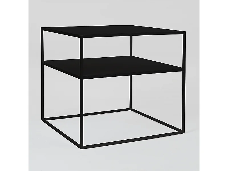 Mesa de Centro 0,5x0,5x0,45 m preta tensio 2 andares metal 50