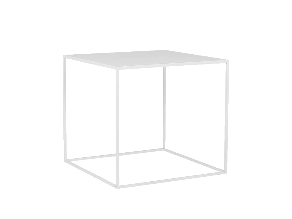 Table basse 0,5x0,5x0,45 m blanche tensio métal 50