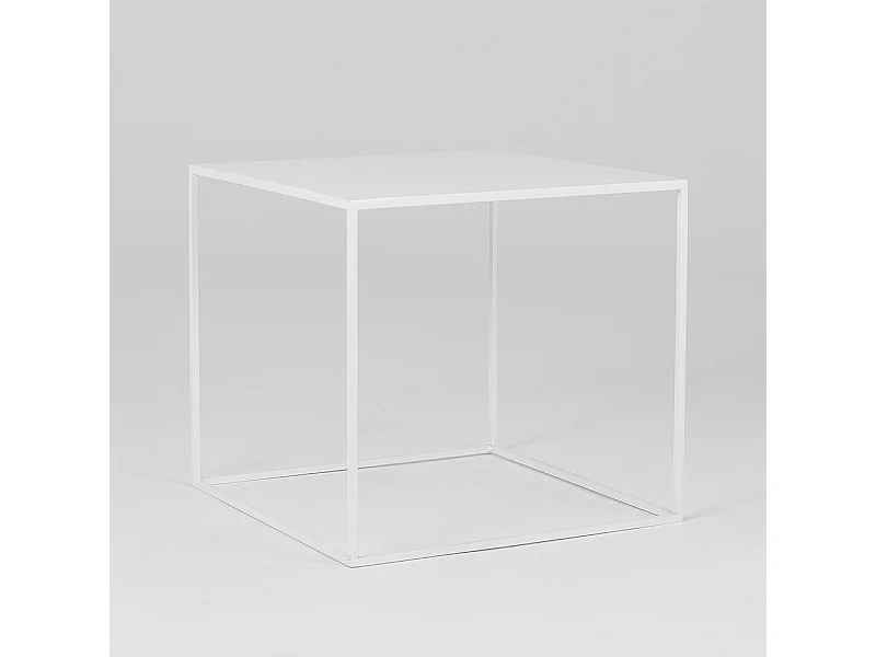 Table basse 0,5x0,5x0,45 m blanche tensio métal 50