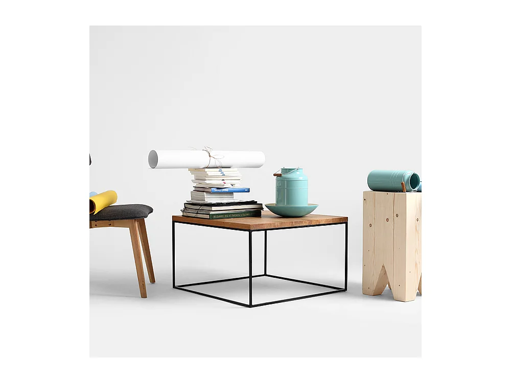 Salontafel 80x80x45 cm Zwart Tensio massief hout