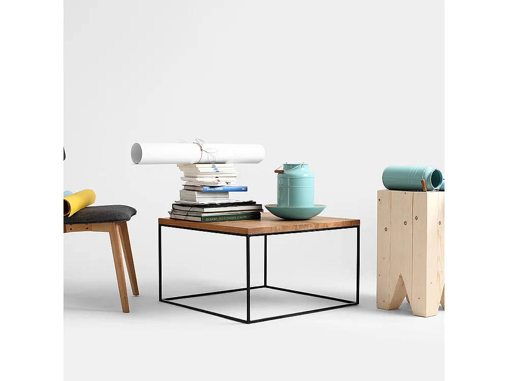 Salontafel 80x80x45 cm Zwart Tensio massief hout