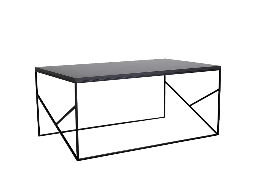 Table basse 100x60x45 cm noire élégante basique