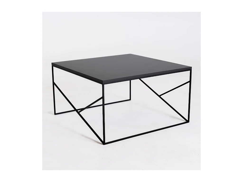 Mesa de centro 80x80x45 cm preta elegante básica