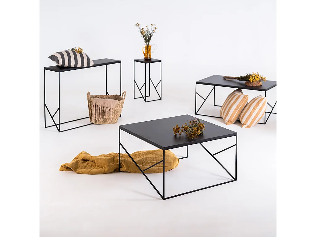 Mesa de centro 80x80x45 cm negra elegante básica