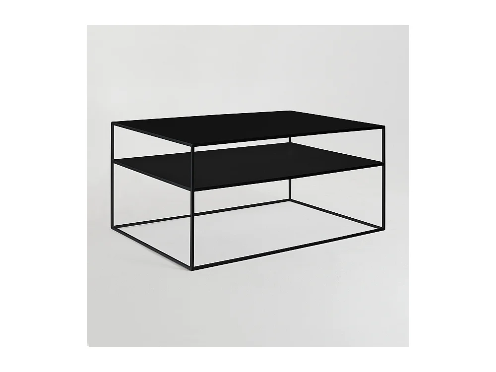 Salontafel 100x60x45 cm zwart Tensio 2 verdiepingen metaal