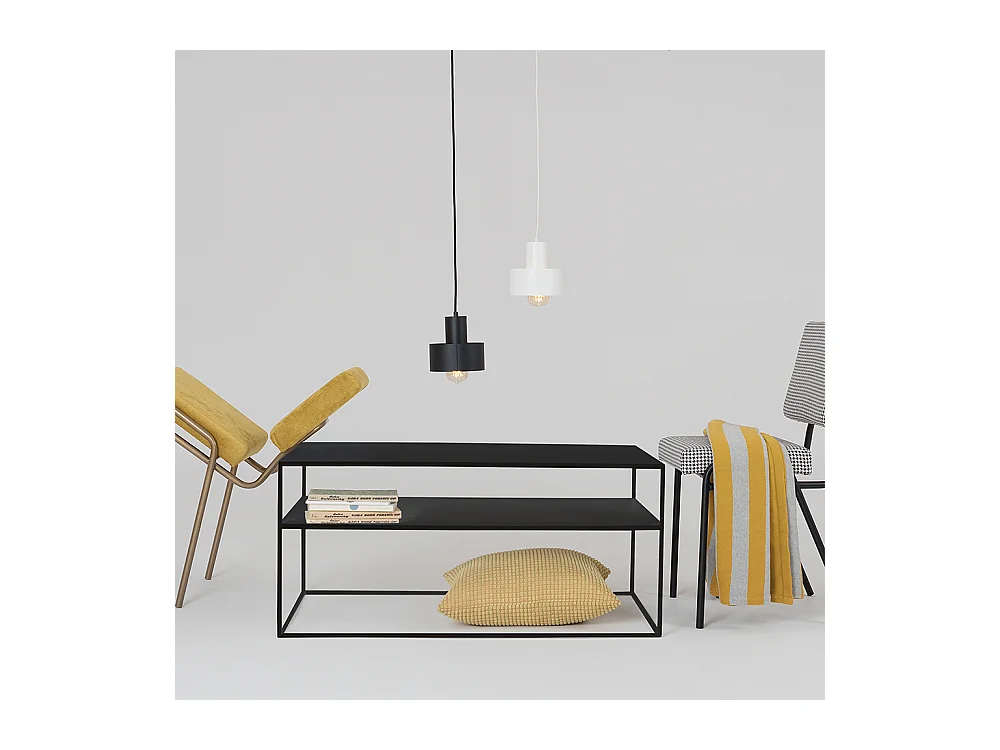 Mesa de centro 100x60x45 cm preta tensio 2 pisos metal