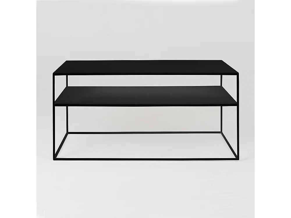 Tavolino da caffè 100x60x45 cm nero Tensio 2 piani metallo