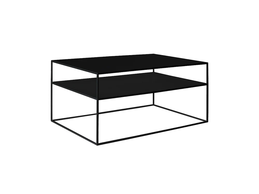 Tavolino da caffè 100x60x45 cm nero Tensio 2 piani metallo