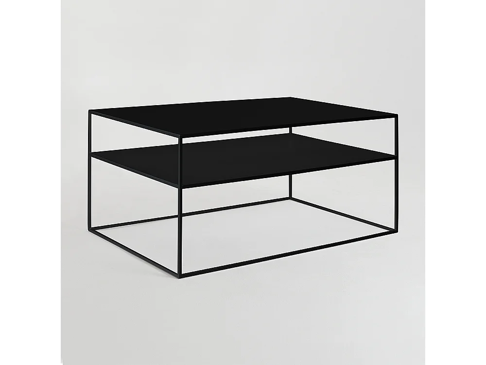 Tavolino da caffè 100x60x45 cm nero Tensio 2 piani metallo