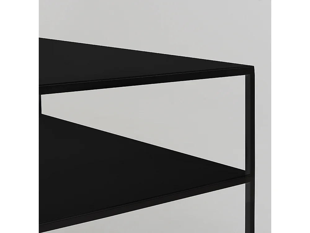 Tavolino da caffè 100x60x45 cm nero Tensio 2 piani metallo