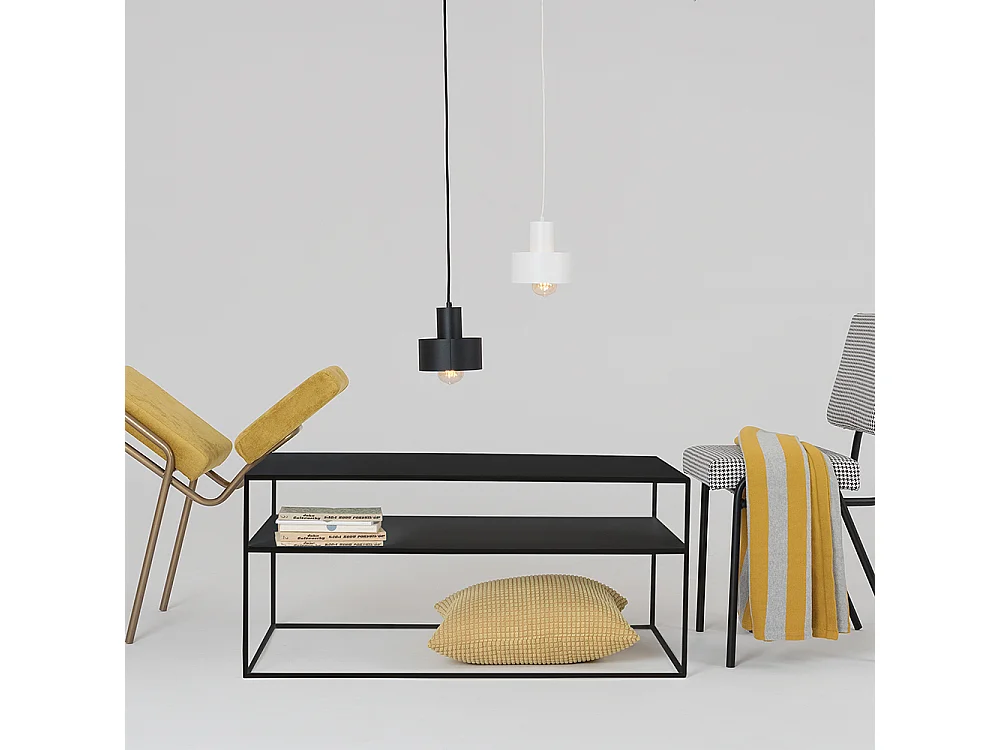 Tavolino da caffè 100x60x45 cm nero Tensio 2 piani metallo