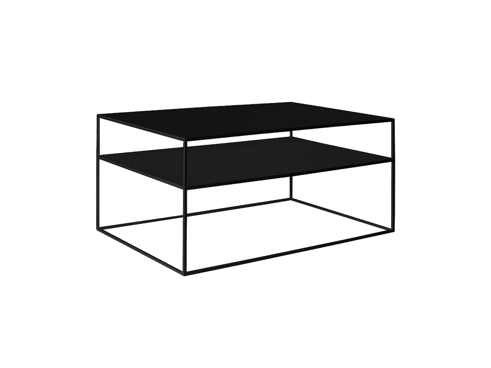 Table basse 100x60x45 cm noire tensio 2 étages métal