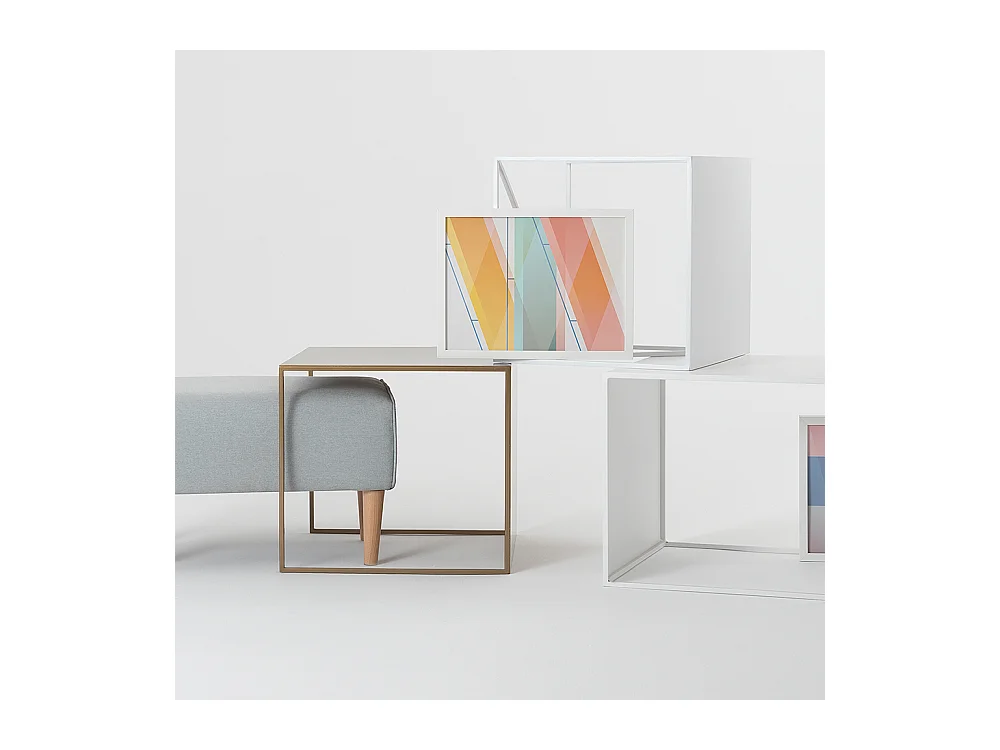 Table basse 0,5x0,5x0,45 m or 2MURS MÉTAL 50