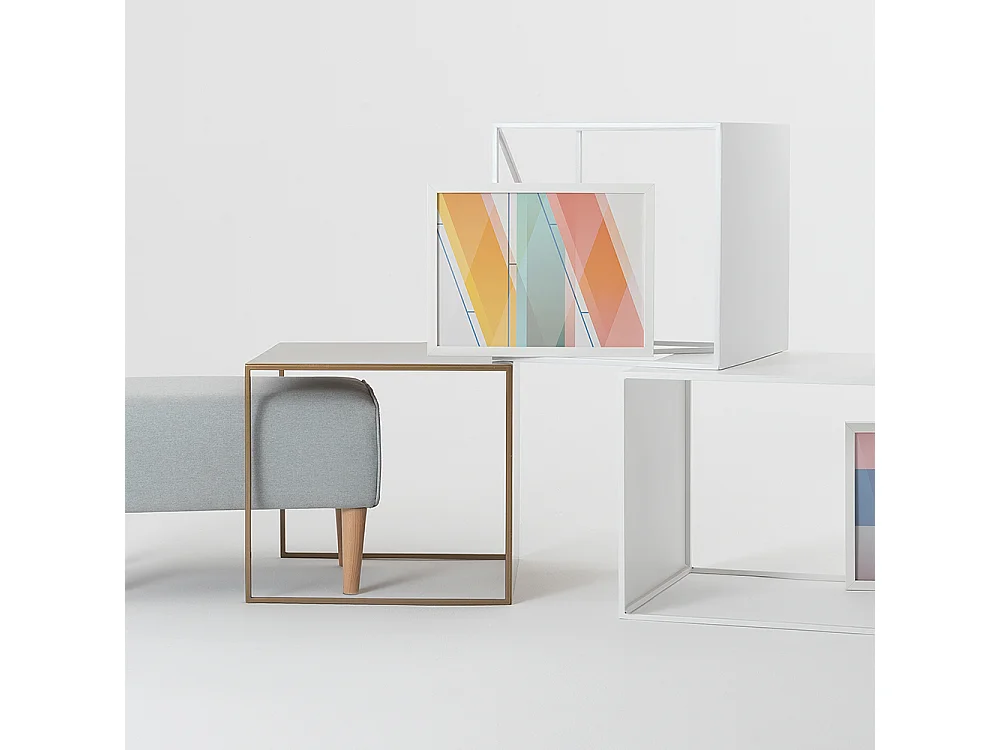 Table basse 0,5x0,5x0,45 m or 2MURS MÉTAL 50