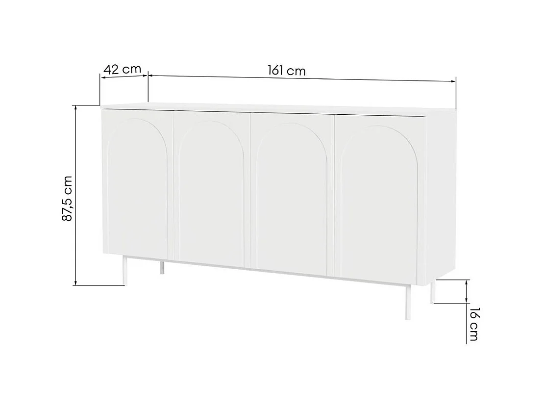Commode 161x42x87,5 cm blanc esthétique