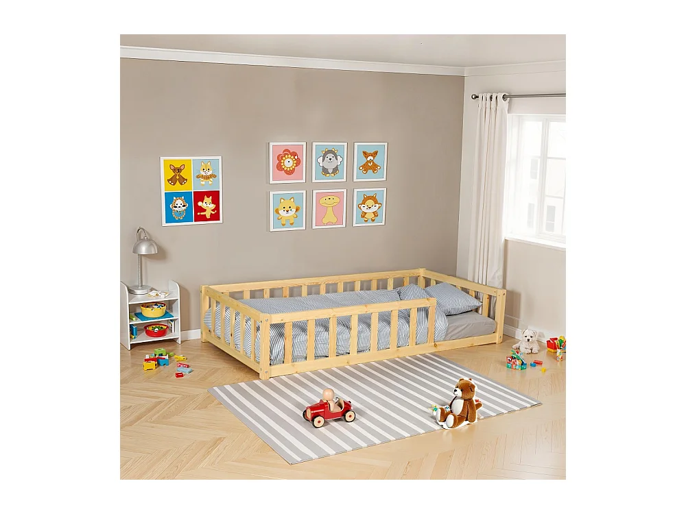 Lit 80x160 NINO+ 1 sommier + barrière / Naturel