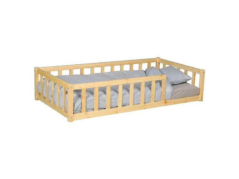 Lit 80x160 NINO+ 1 sommier + barrière / Naturel