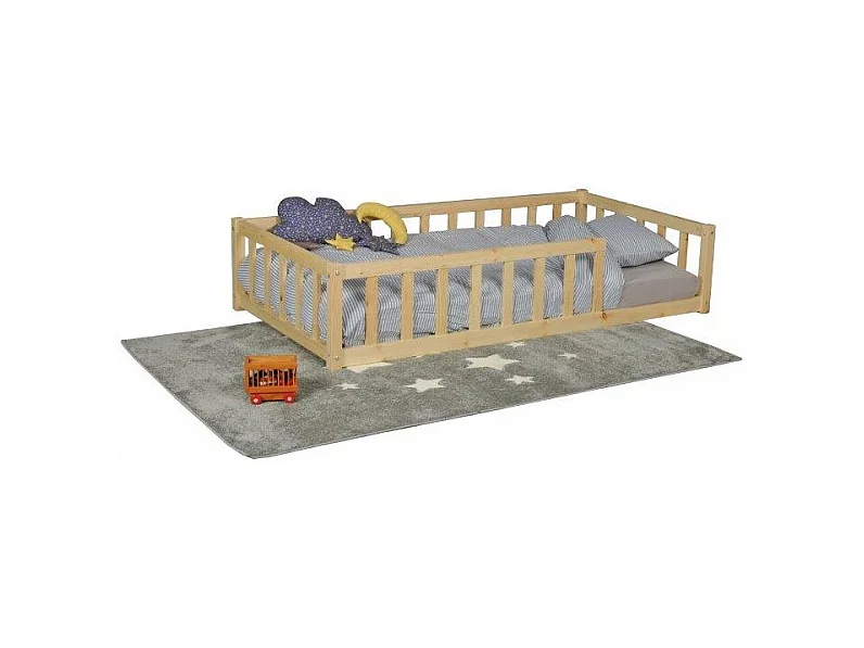 Lit 80x160 NINO+ 1 sommier + barrière / Naturel