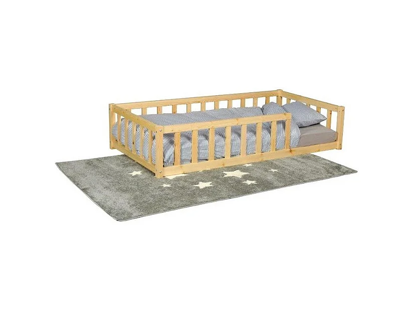 Lit 80x160 NINO+ 1 sommier + barrière / Naturel