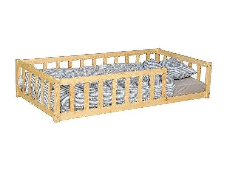 Lit 80x160 NINO+ 1 sommier + barrière / Naturel