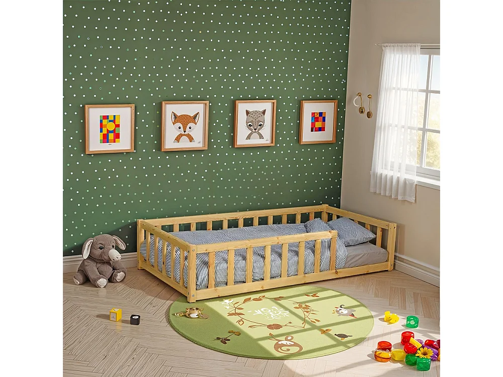 Lit 80x160 NINO+ 1 sommier + barrière / Naturel