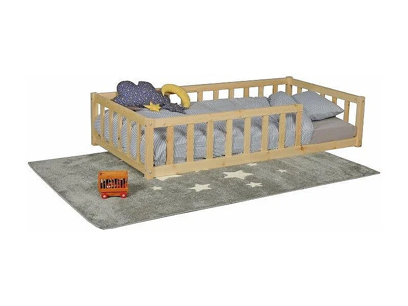 Lit 80x160 NINO+ 1 sommier + barrière / Naturel