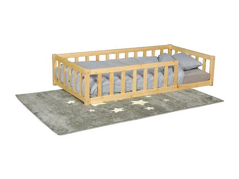 Lit 80x160 NINO+ 1 sommier + barrière / Naturel