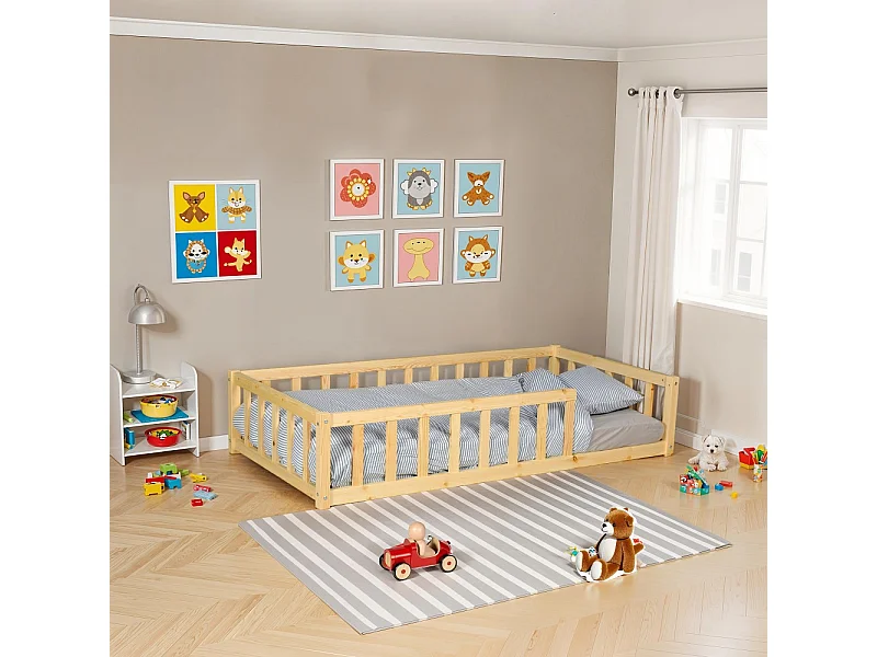 Lit 80x160 NINO+ 1 sommier + barrière / Naturel