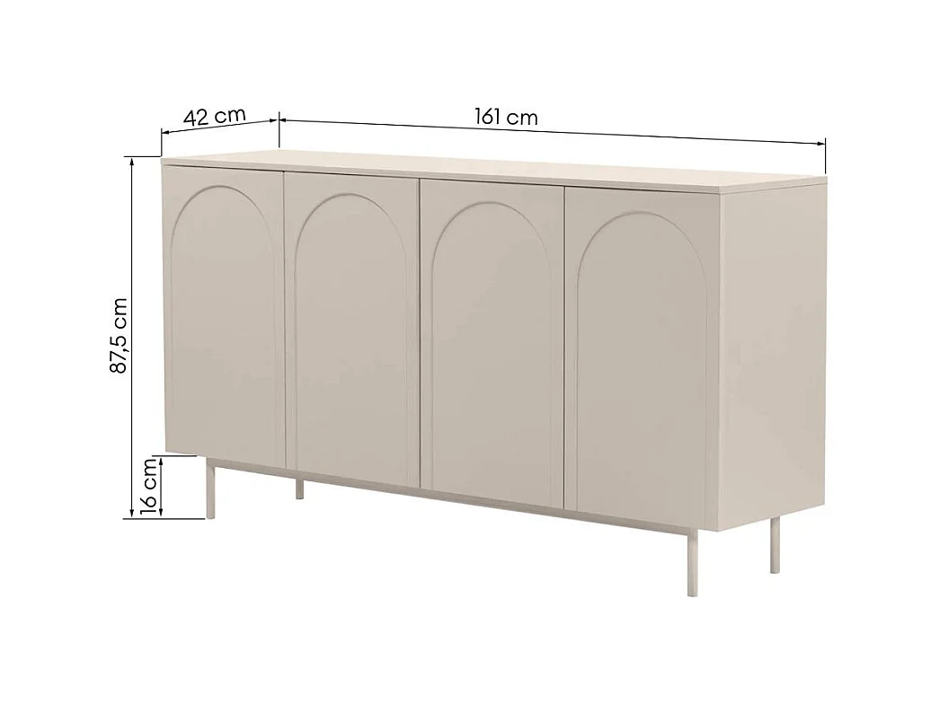 Cômoda 87,5x161x42 cm, estética cashmere