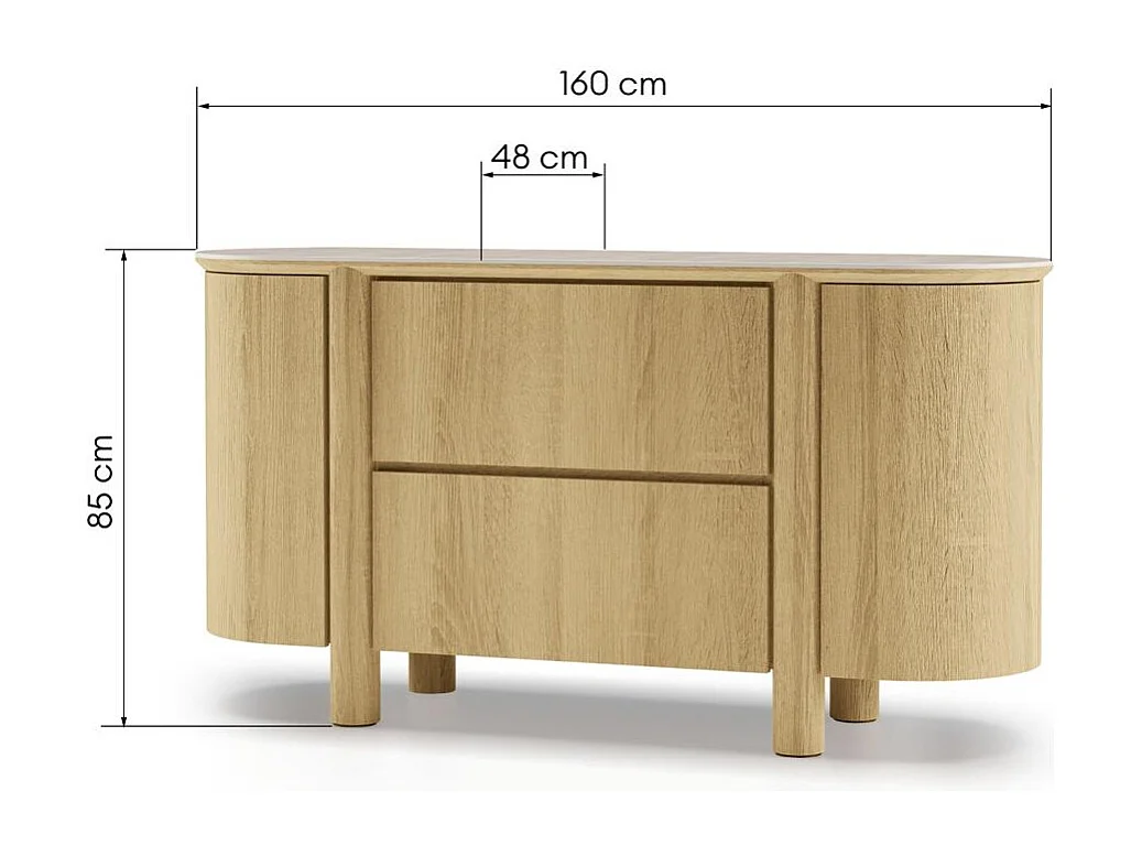 Commode 160x48x85 cm Chêne Cecile
