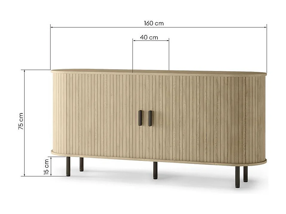 Commode 160x40x75 cm chêne clair EPIQUE