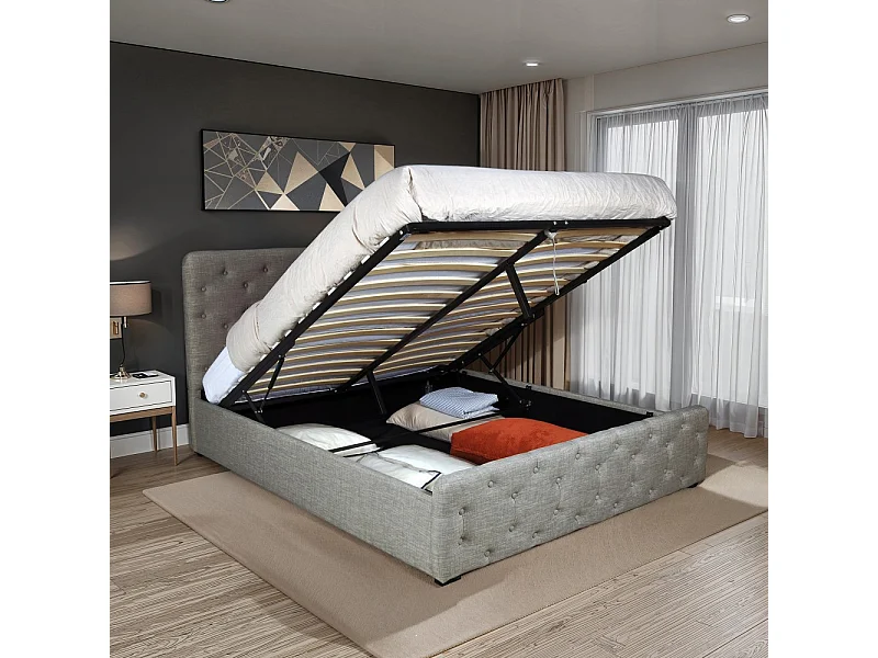 Lit coffre 160x200 cm EDEN+ sommier / Gris clair