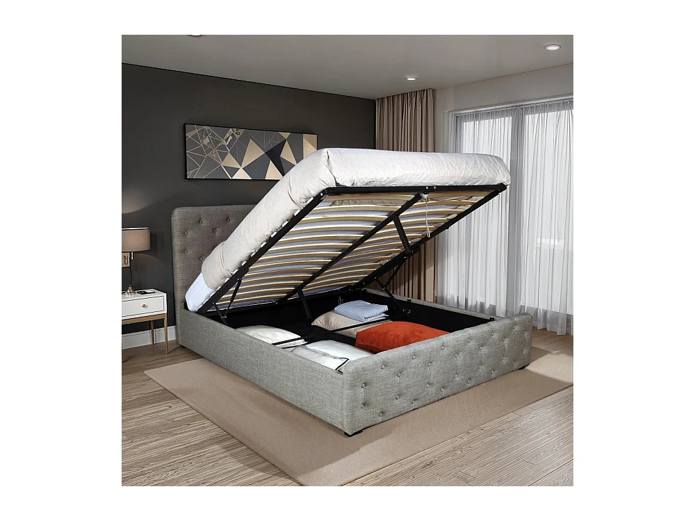 Lit coffre 160x200 cm EDEN+ sommier / Gris clair