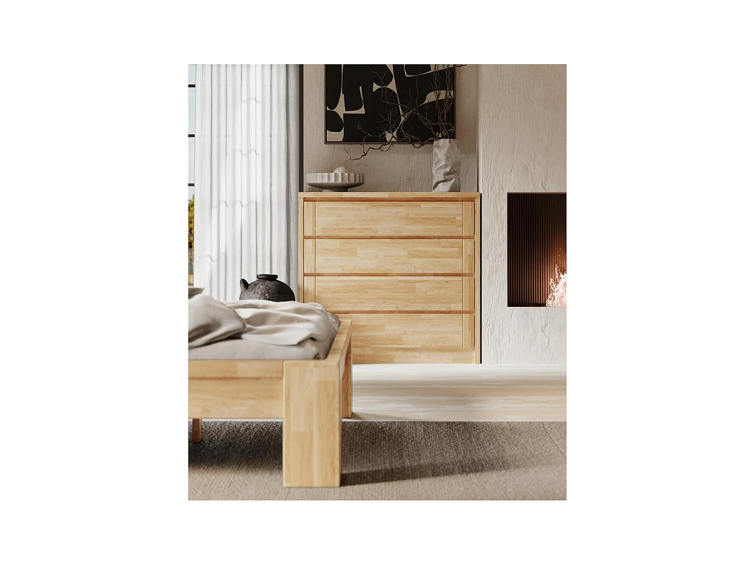 Kommode 104,6x45,7x99 cm Öl-Eiche Timo 4 Schubladen Eiche