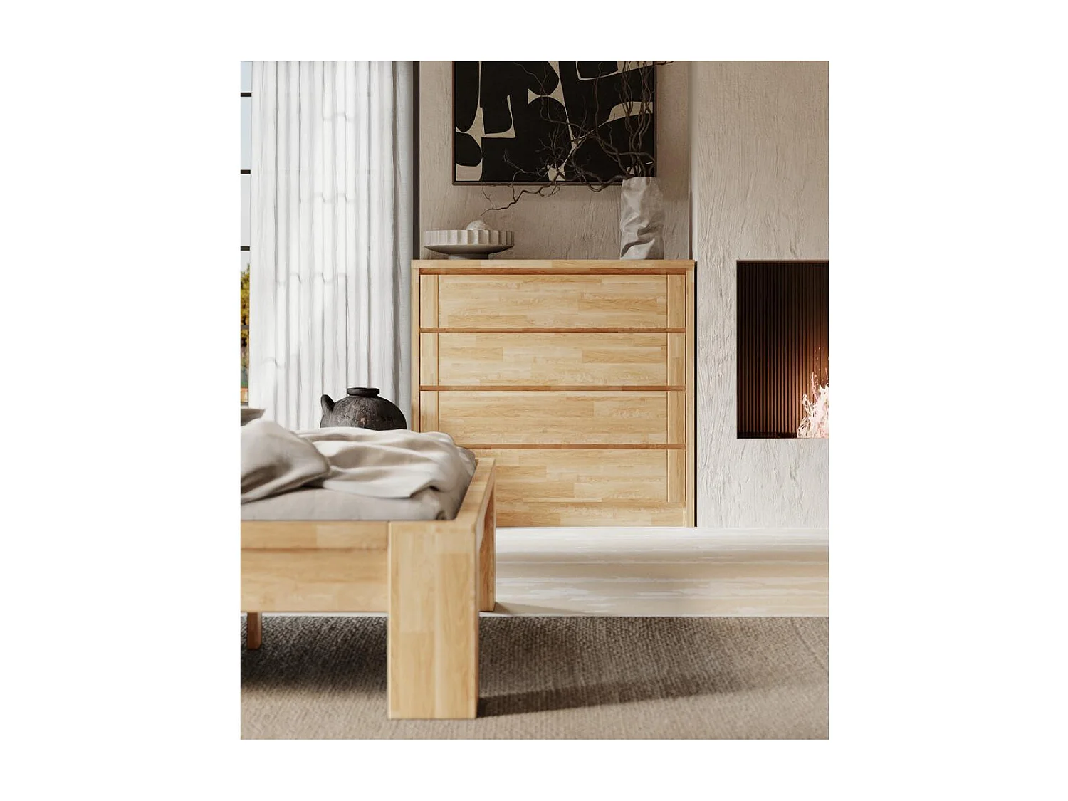 Kommode 104,6x45,7x99 cm Öl-Eiche Timo 4 Schubladen Eiche