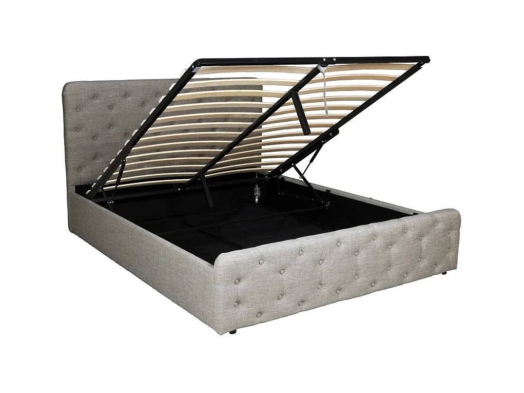 Lit coffre 140x190 cm EDEN+ sommier / Gris clair