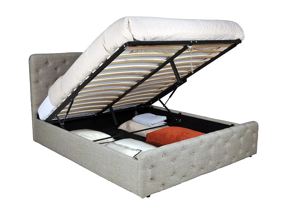 Lit coffre 140x190 cm EDEN+ sommier / Gris clair